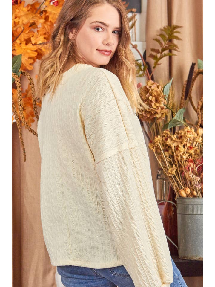 P.S Kate - Wholesale Knit Top - Women's - Textured sweater knit top (P17658)