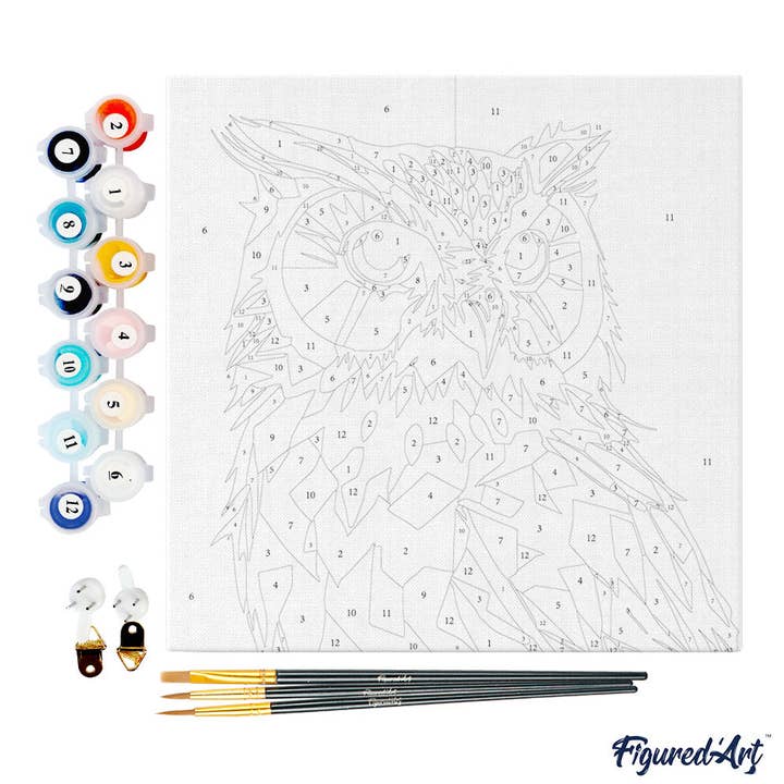 Figured'Art - Wholesale DIY Craft Kit - Mini Paint by numbers framed - Owl Abstract Pop Art3