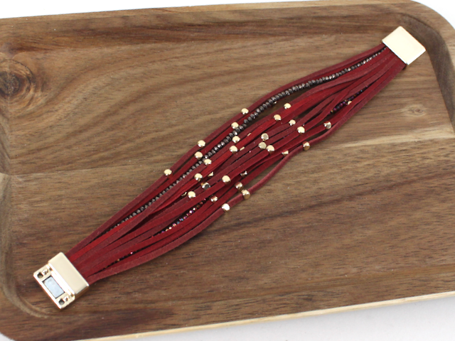 Pretty Persuasions - Wholesale Bangle Bracelet - B25241 Multi-String Magnetic Closure Leather Bracelet5