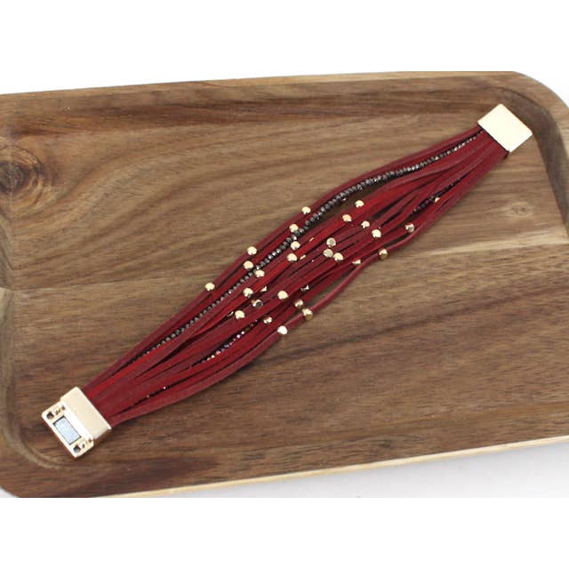 Pretty Persuasions - Wholesale Bangle Bracelet - B25241 Multi-String Magnetic Closure Leather Bracelet5