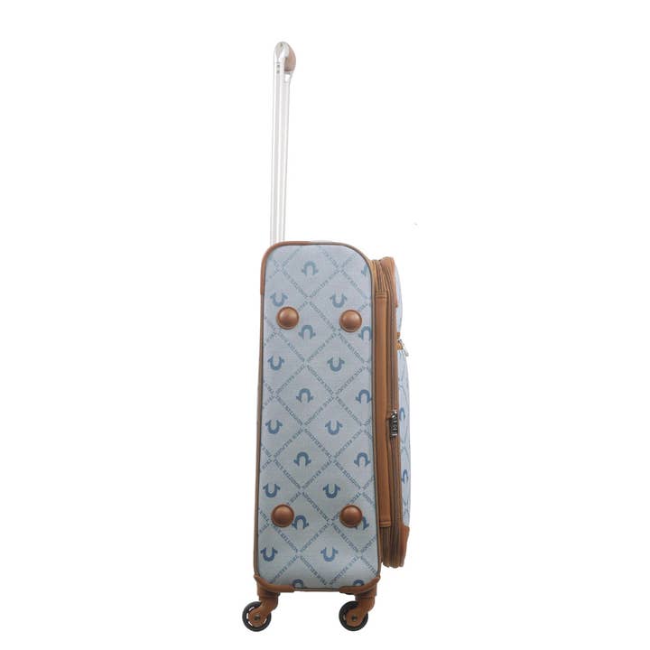 FUL Luggage (Concept One) - Wholesale Luggage - True Religion Light Blue 27" Soft Sided Logo Monogram Spinner Luggage