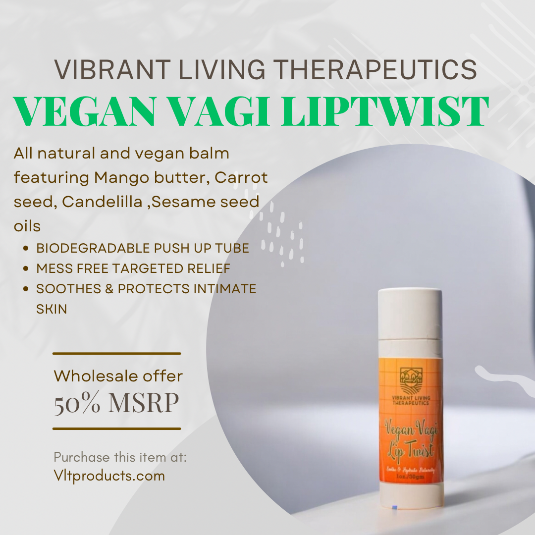 Vibrant Living Therapeutics -Body Care for Menopause - Wholesale Personal Lubricant - Vegan Vagi LipTwist-Plant-Based Balm for Vaginal Dryness1