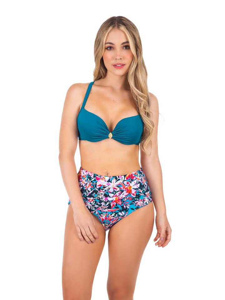 Maillot de bain avec bonnets push-up et bas ajustable taille haute pour la vente par Mombora