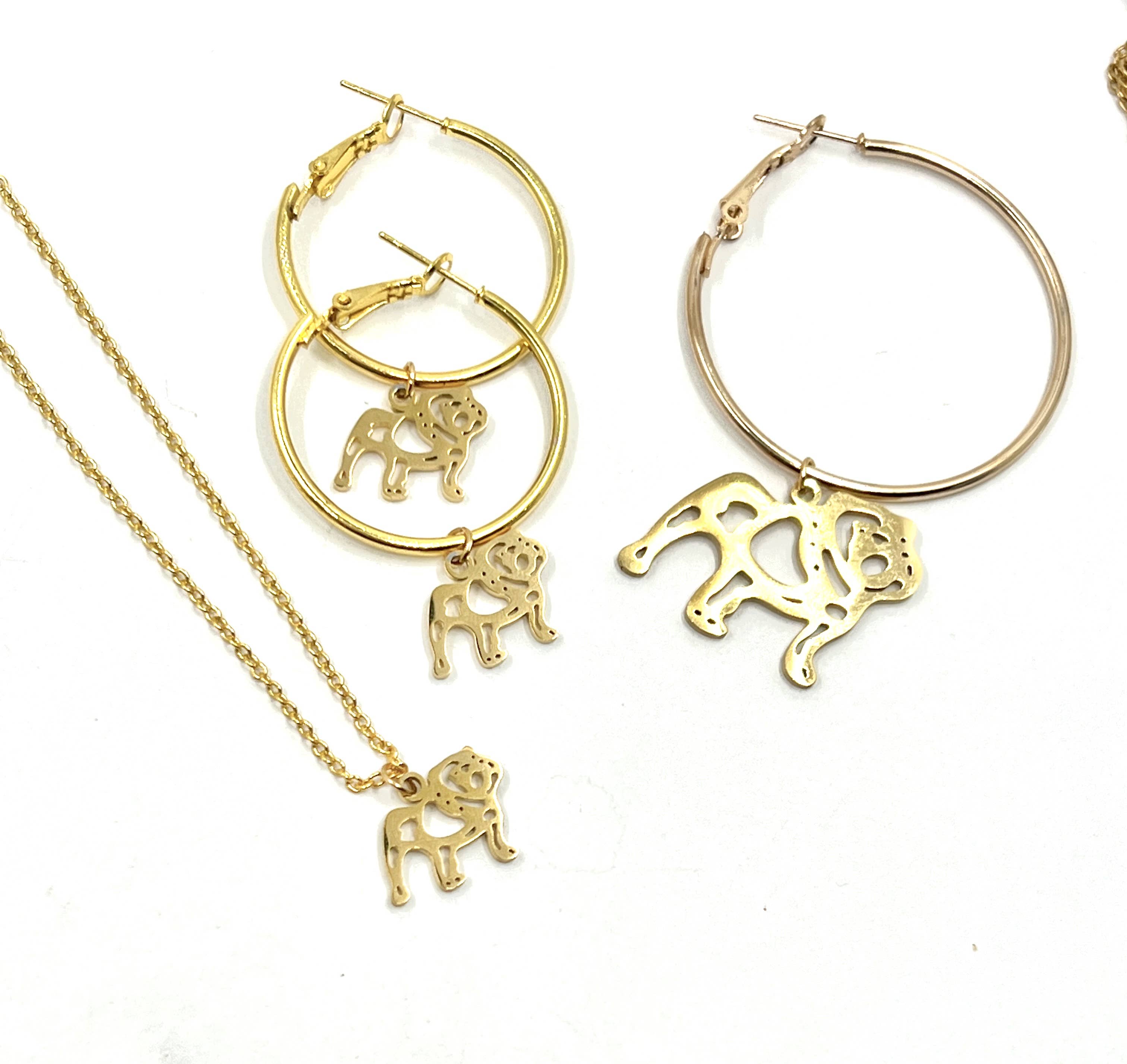 Steele Sloan Designs - Wholesale Dangle Earrings - Bulldog Hoop Earrings - Small 1 inch Hoops Bulldog GameDay2