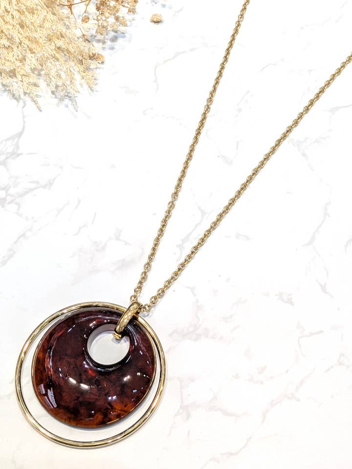 46644CO Collar de resina en acero inoxidable para venta al por mayor de LOLO & YAYA