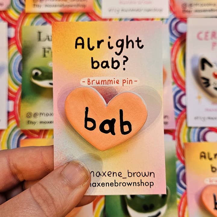 Alright Bab? Brummie Heart Pin for wholesale by Maxene brown