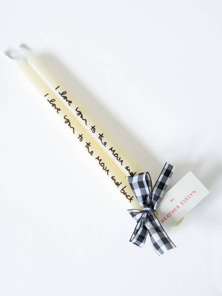 Pair of Candles - i love you to the moon and back for wholesale by Heather Evelyn