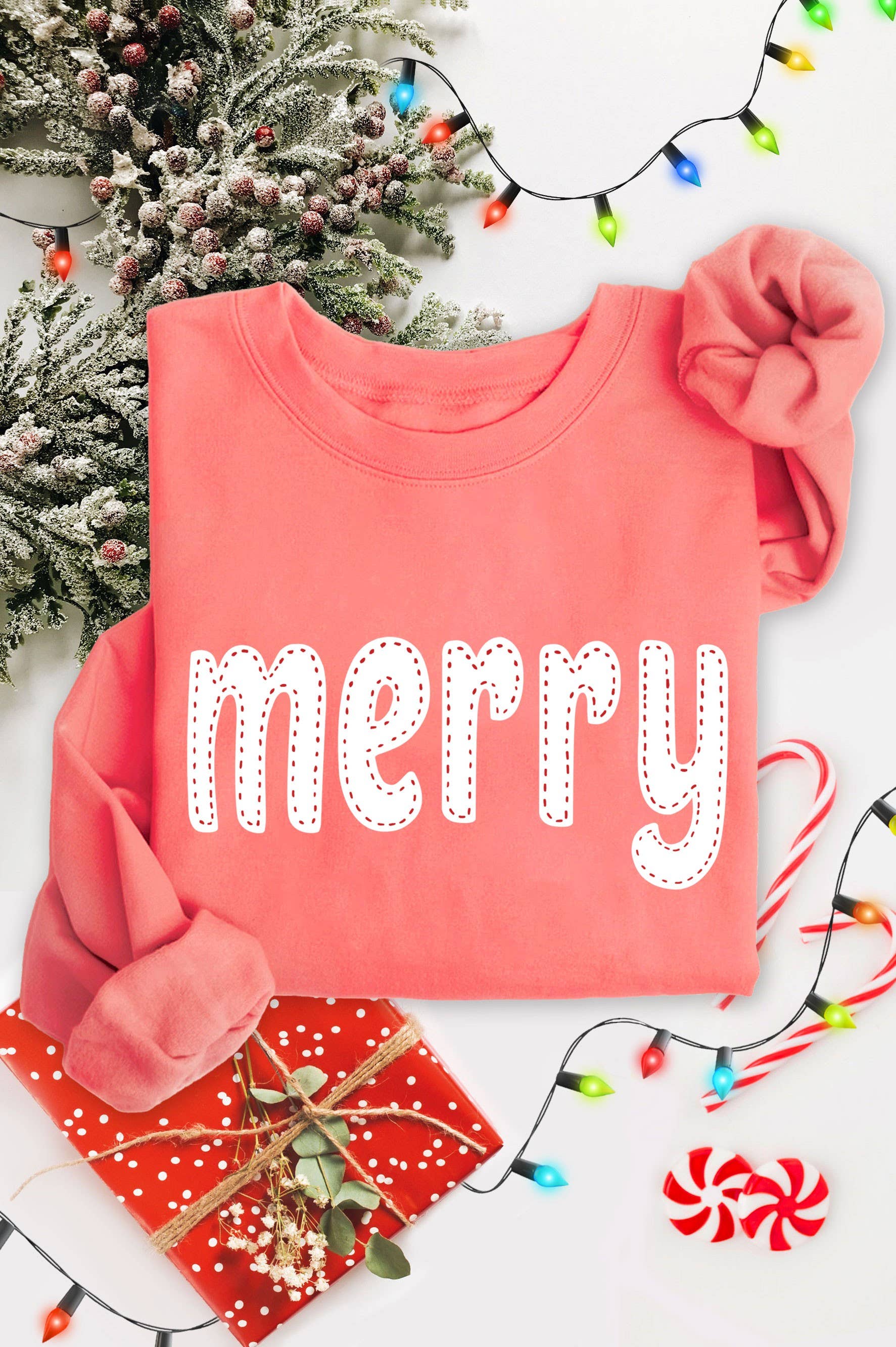 Rustee Clothing - Wholesale Graphic Sweatshirt - Women's - MERRY STITCH LOOK GRAPHIC BRUSHED SWEATSHIRTS2