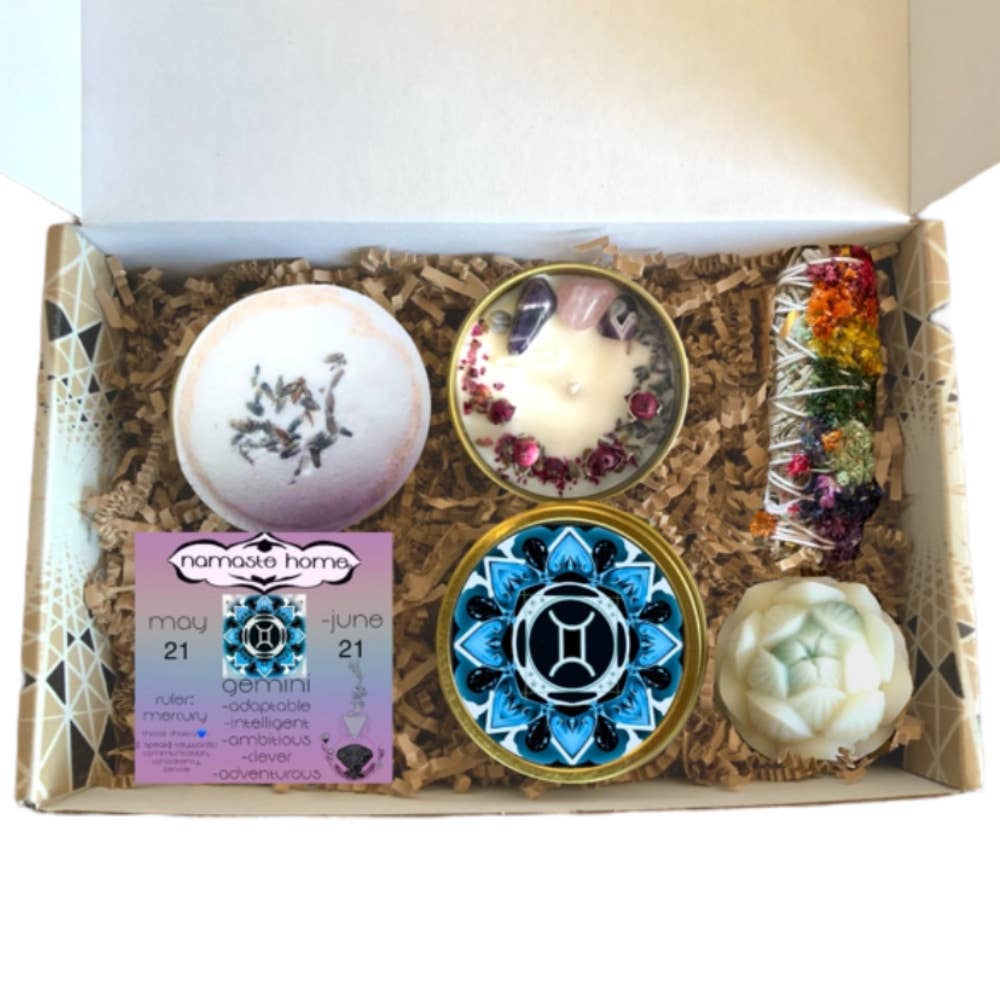 Namaste Home – Großhandel Bade- & Körperpflege-Set – Zwillinge Geschenkset, Kerze, Badebombe, Seife, Salbei, Ringoption0