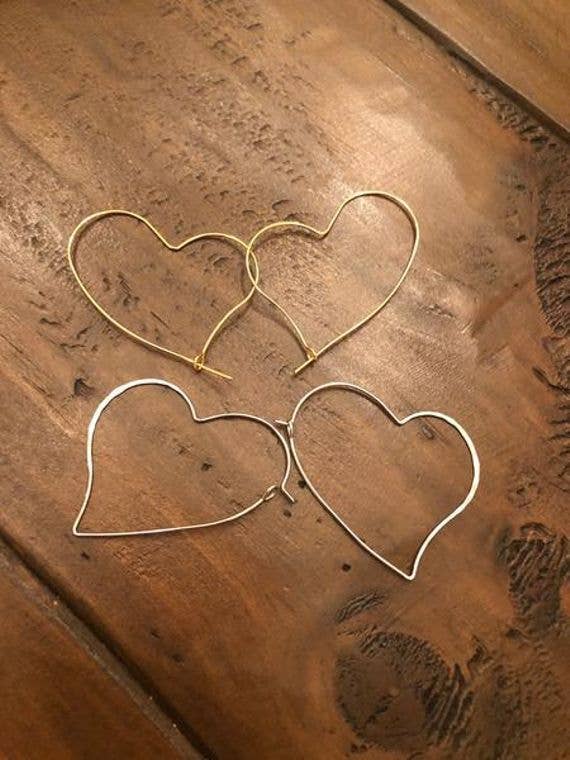 hammered heart hoop earrings for wholesale by bubs & sass