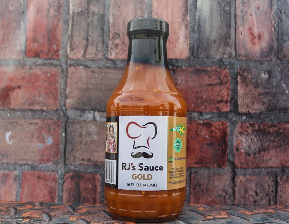 RJ's Sauces - Wholesale BBQ Sauce - RJ's Gold Sauce - 16 Ounce Glass Bottle 0