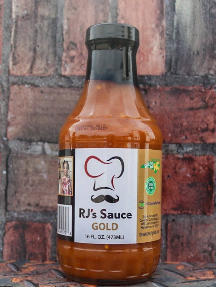 RJ's Gold Sauce - 16 Ounce Glass Bottle for wholesale by RJ's Sauces
