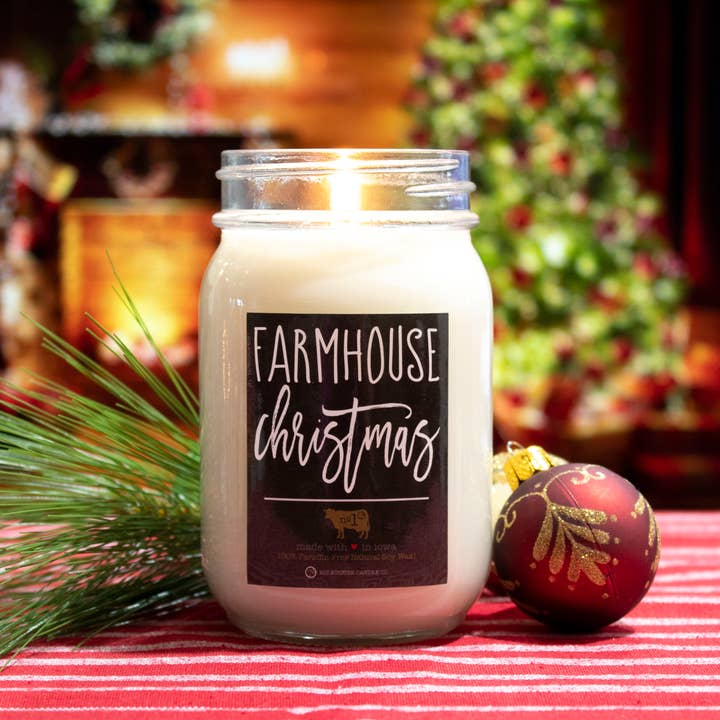 Milkhouse Candle Company - Wholesale Jar/Filled Candle - 13 oz Mason Jar Candle: Farmhouse Christmas
