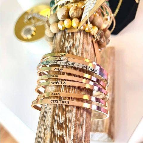 Tres Carmela - Wholesale Cuff Bracelet - Personalized Custom Stacking Band Cuff Bracelets Deep Engrav2