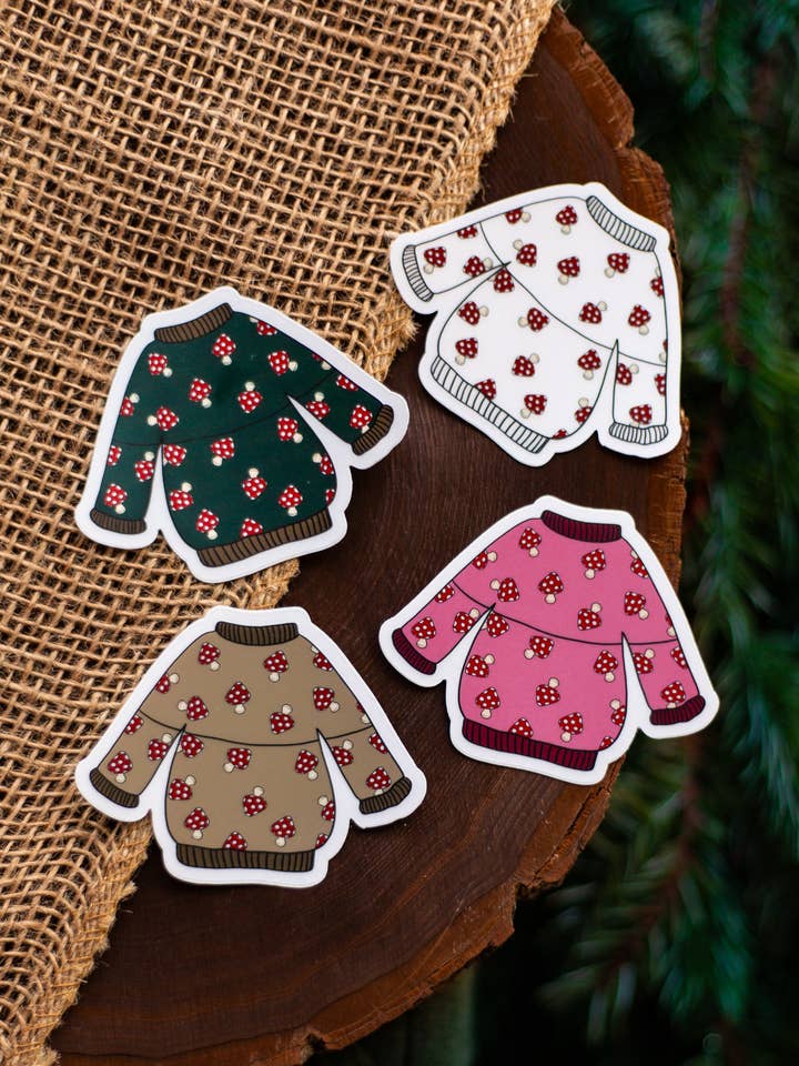 Mushroom Sweater Sticker, Fly Agaric, 2.5x3in for wholesale by Twelfth Pine