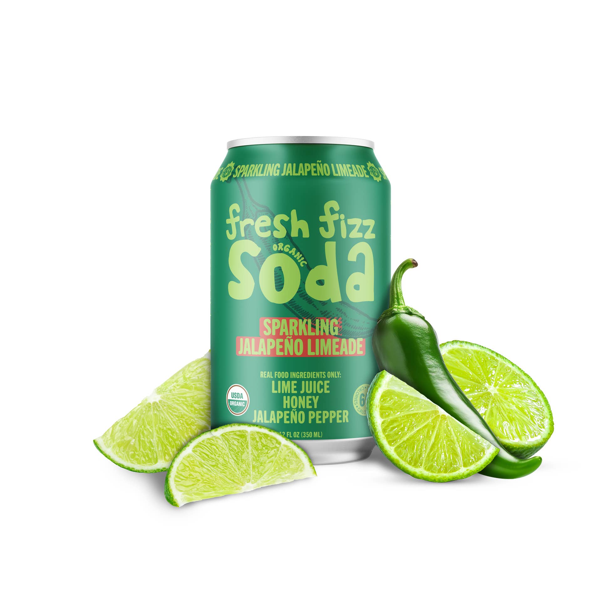 Fresh Fizz Sodas - Wholesale Soda/Carbonated Drink - Sparkling Jalapeño Limeade - Natural Soda (12-Pack)