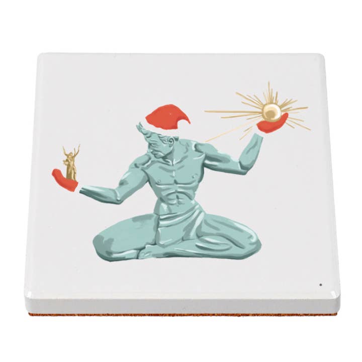 Christmas Spirit of Detroit Ceramic Coaster for wholesale by City Bird