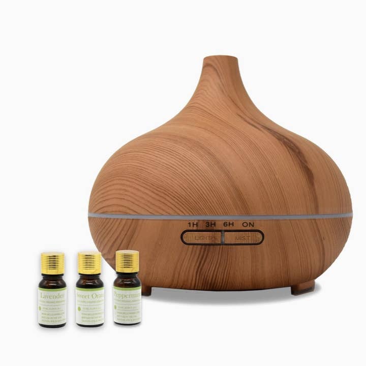 Belle Aroma® - Wholesale Electronic Diffuser - Bamboo Teardrop Ultrasonic Diffusers + Clary Sage Bundle3