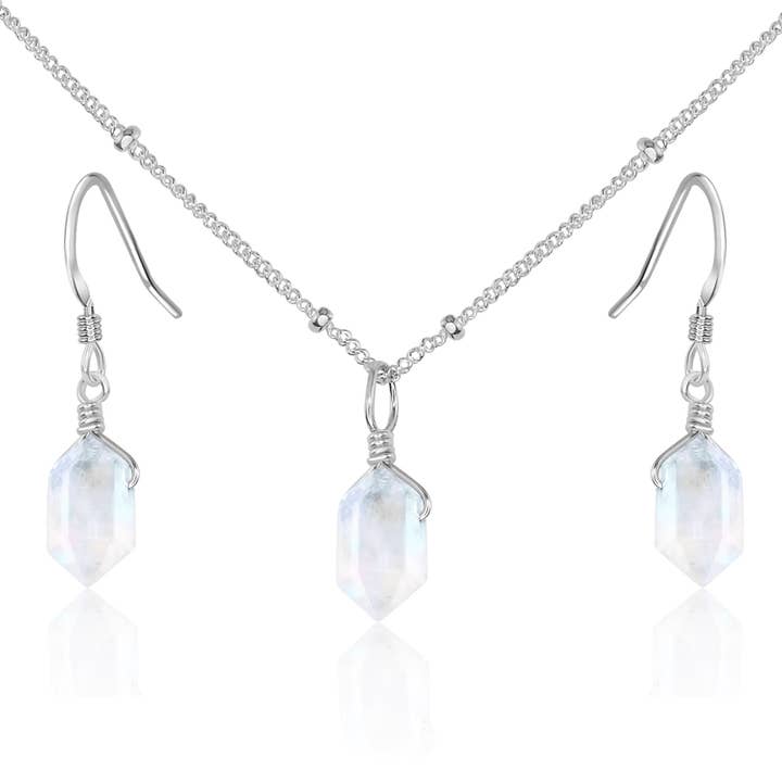 Luna Tide - Wholesale Jewellery set - Rainbow Moonstone Double Terminated Crystal Jewellery Set14
