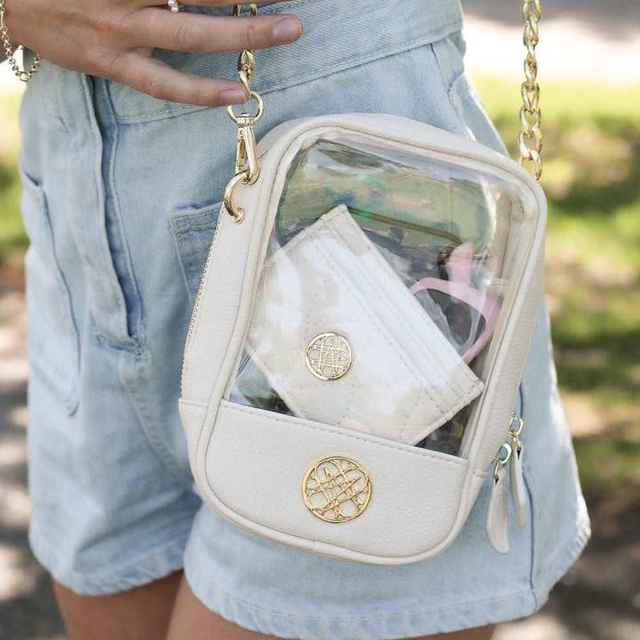 Grace Clear Crossbody in Cream for wholesale by Natalie Wood Designs