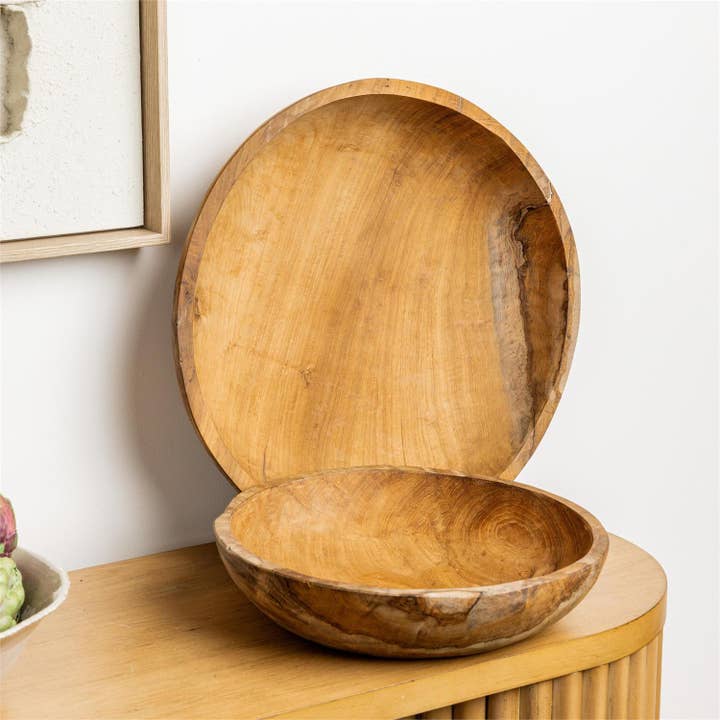 Bowl - Teakwood, Organic Shape (Set Of 2) (Pk/02 Sets) for wholesale by Audrey's Home & Gift