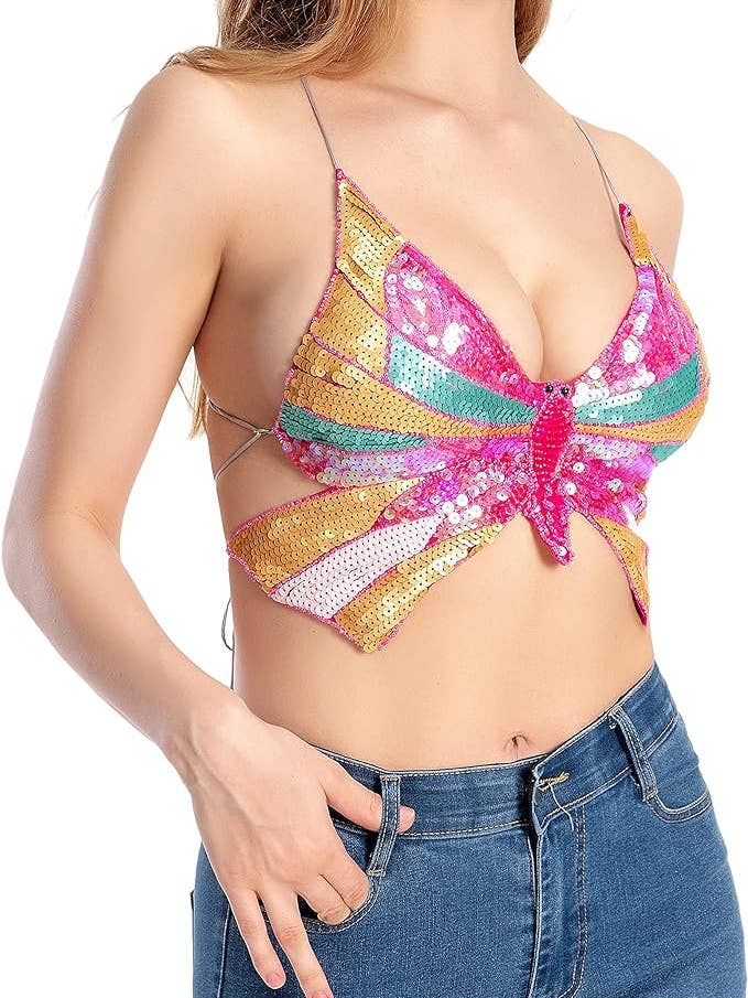 SugarQuoteMeNot LLC - Wholesale Costume – Women's - Light up Butterfly Sequin Top15