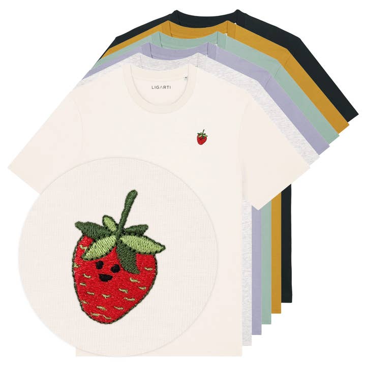 T-shirt brodé – Fraise pour la vente par LIGARTI