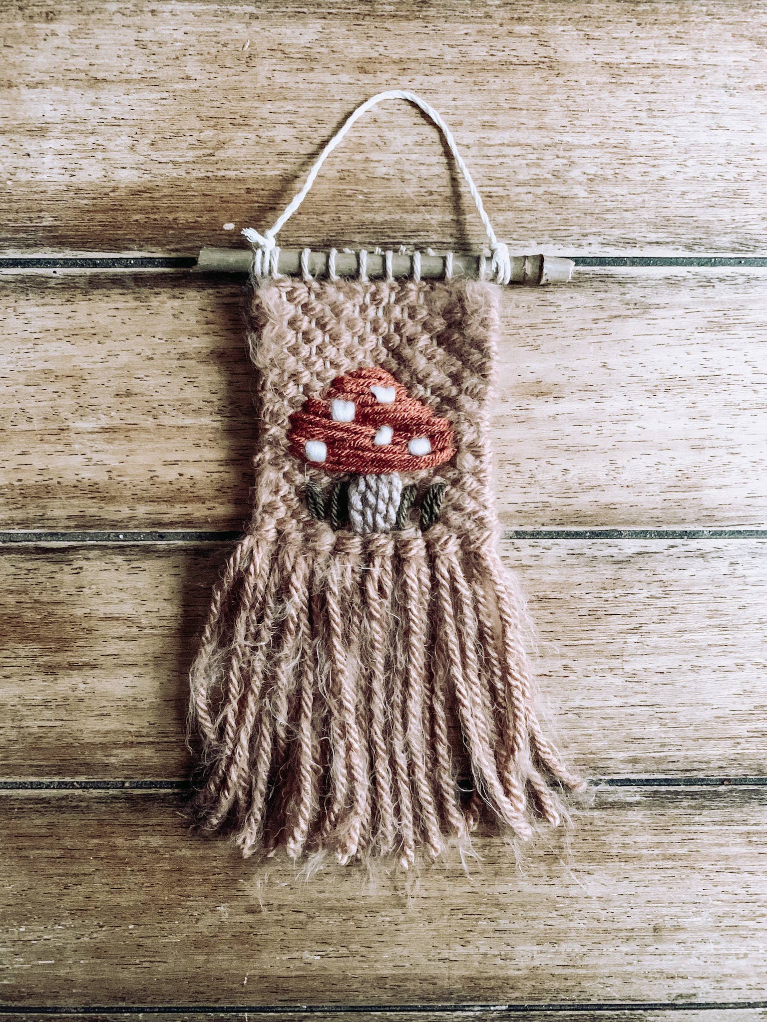 Hippie & Fringe - Wholesale Tapestry/Textile - Mini Macrame Woven Wall Hanging - Boho Mushroom Design0