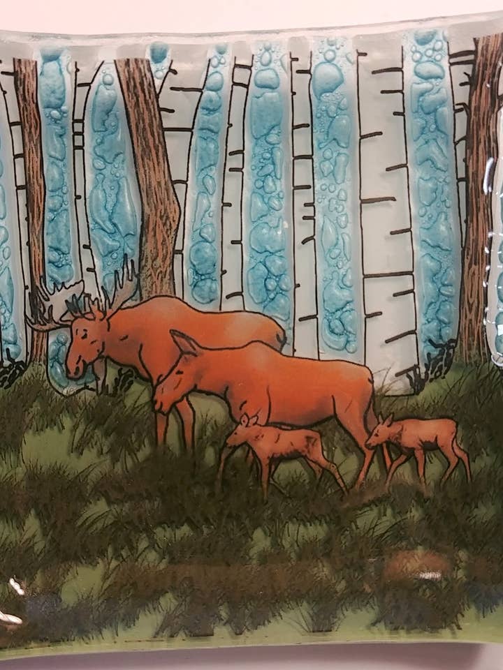 Moose Family Square Plate / Dish for wholesale by Pampeana