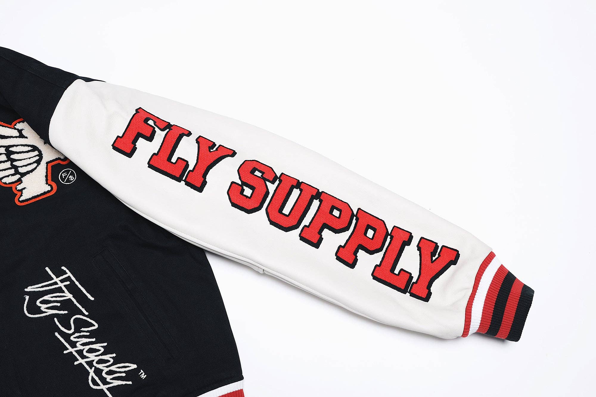 Denim Manifest Varsity Jacket (Black) for wholesale on Faire6