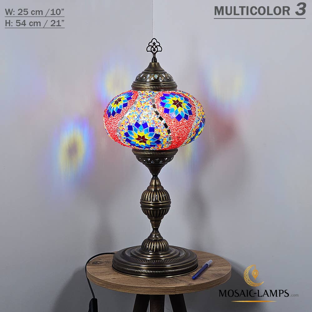 Mosaic Lamps - Wholesale Accent/Desk Lamp - 10+ Colors - Turkish Mosaic X Large Globe Table Lamp, Marrak37