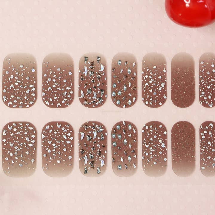 ClebleNails – wholesale Nagelkonst/dekaler – Rosa Grå Nail Wraps/Transparenta nagellacksremsor/Nagelremsor med 3D Pärla/Nyår Nail Wraps/Glitter Nail Wraps Fri Frakt US2