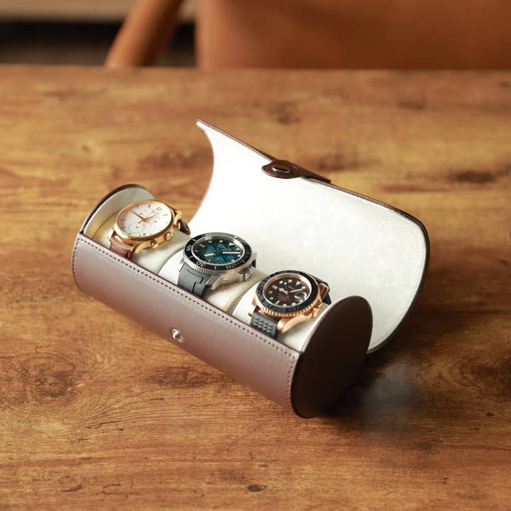 Case Elegance - Wholesale Jewellery box/organiser - Travel Watch Case - Chocolate Brown Vegan Leather4