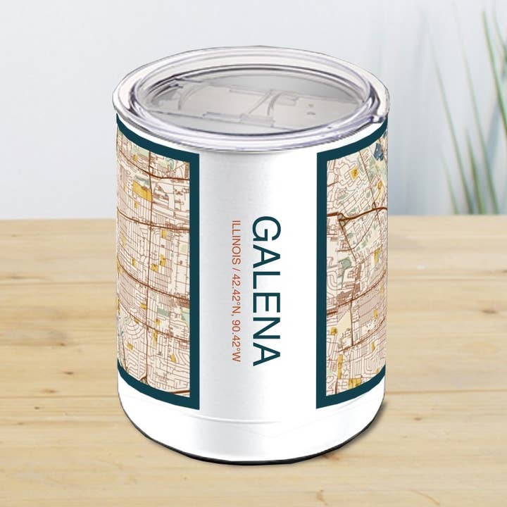 Galena IL Karta Isolerad Kopp i Träsnitt för wholesale av JACE.design