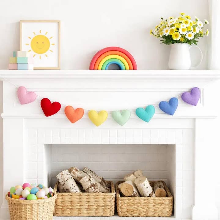 Rainbow Felt Heart Garland for wholesale by Glitter Party Co