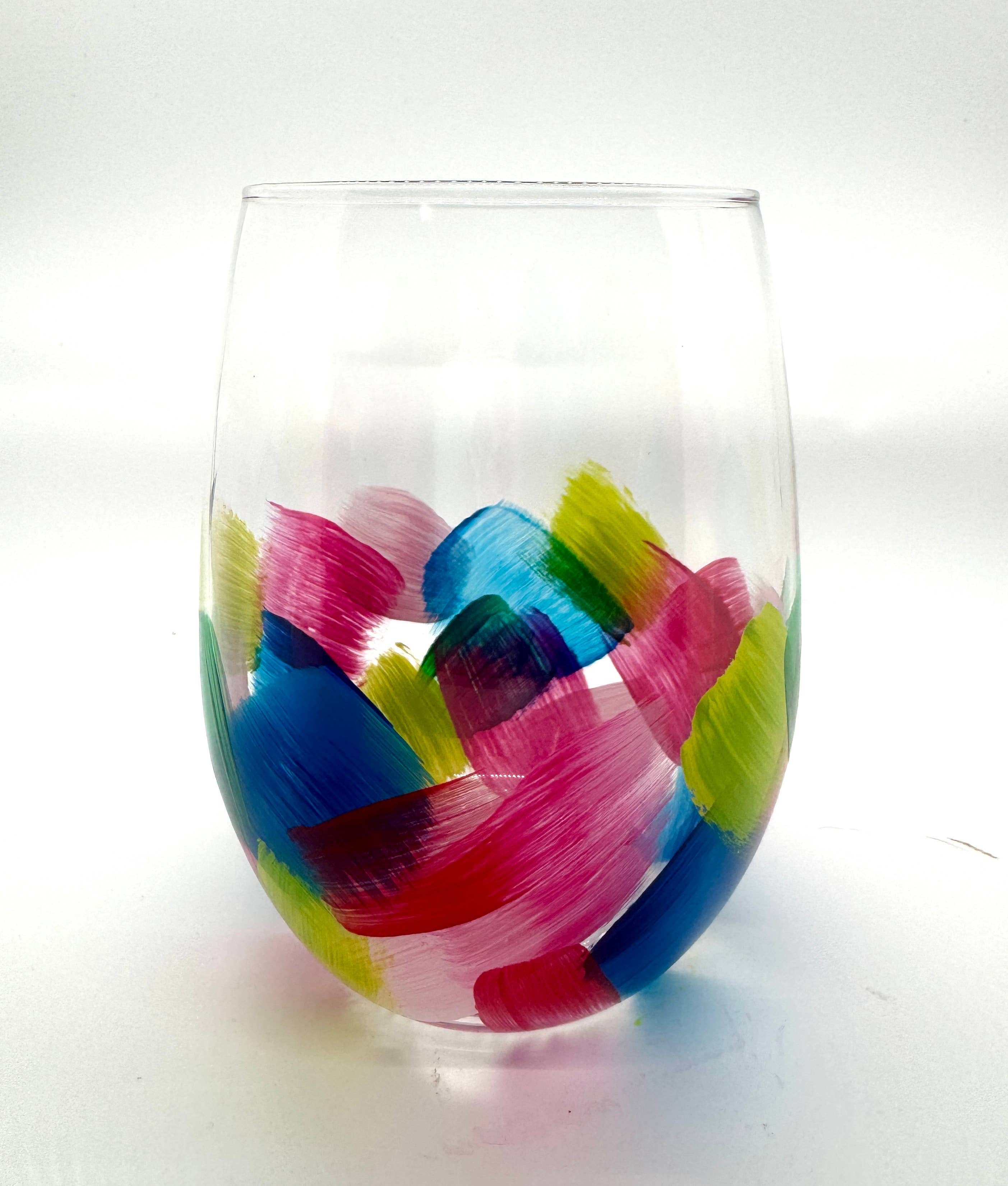 Heather Eck Artist LLC - Wholesale Wine Glass - Vibrant Colors | Stemless Wine Glass | Colorful Wine Glasses