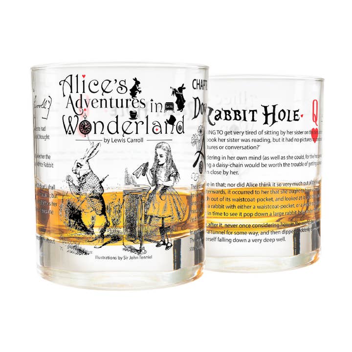Alice in Wonderland Literature Rocks Glass - Set of 2 for wholesale by Greenline Goods