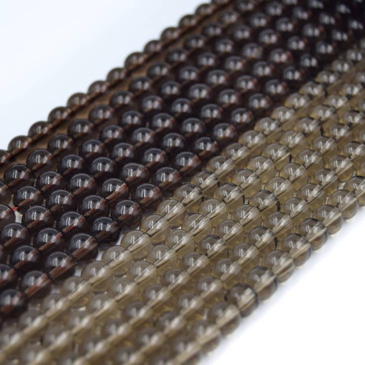 Only Beads - Wholesale Beads - Smoky Quartz Beads | Round Smooth Natural Smoky Quartz Gemstone Beads | 4mm 6mm 8mm 10mm