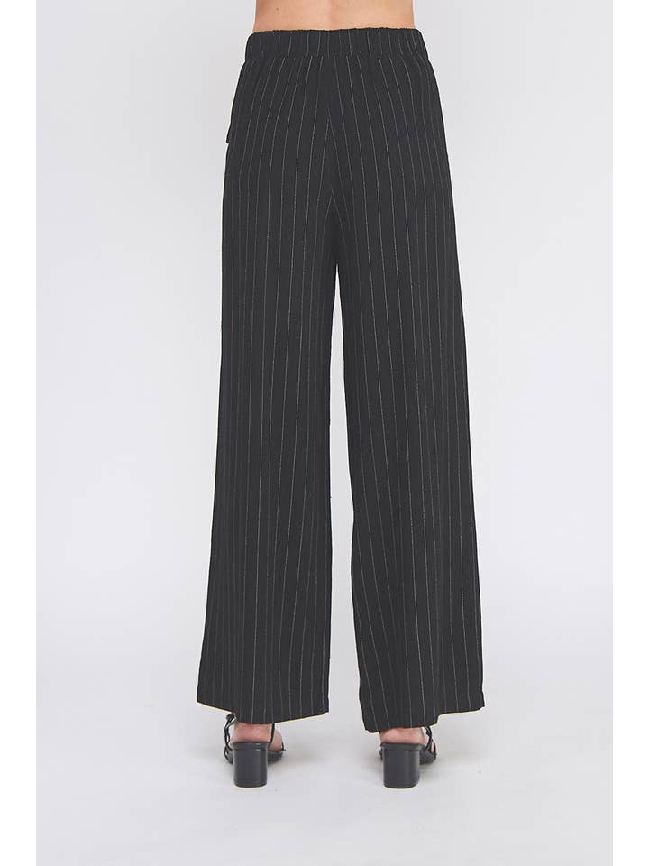 Allie Rose - Wholesale Pants - Women's - Pinstripe Soft Linen Wide Leg Pants