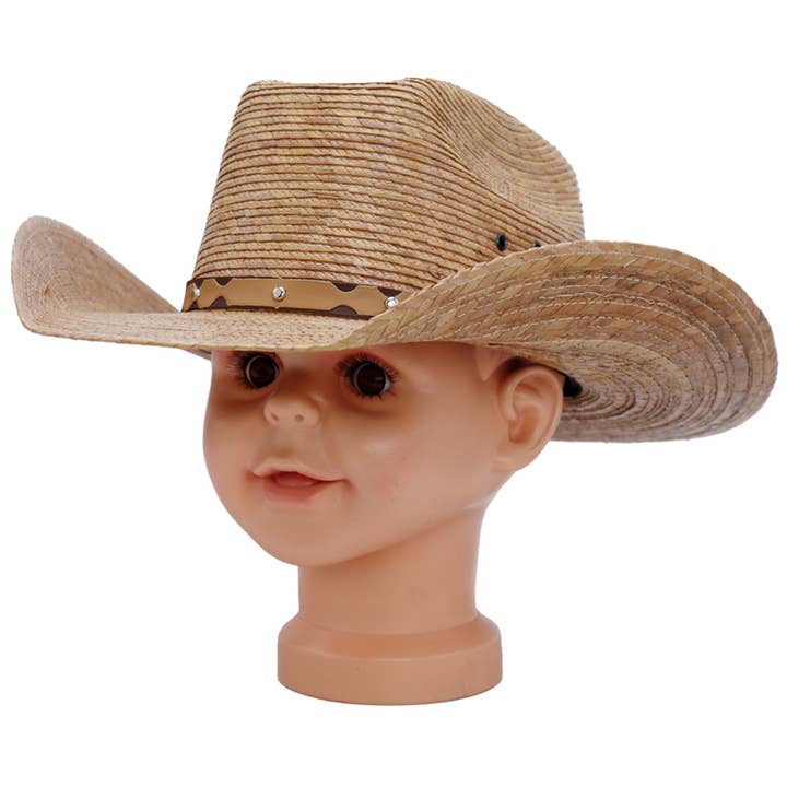 Cap Zone – Großhandel Cowboyhut – Kinder – Biggs Crown Cowboyhut aus Palmblatt-Stroh für Kinder