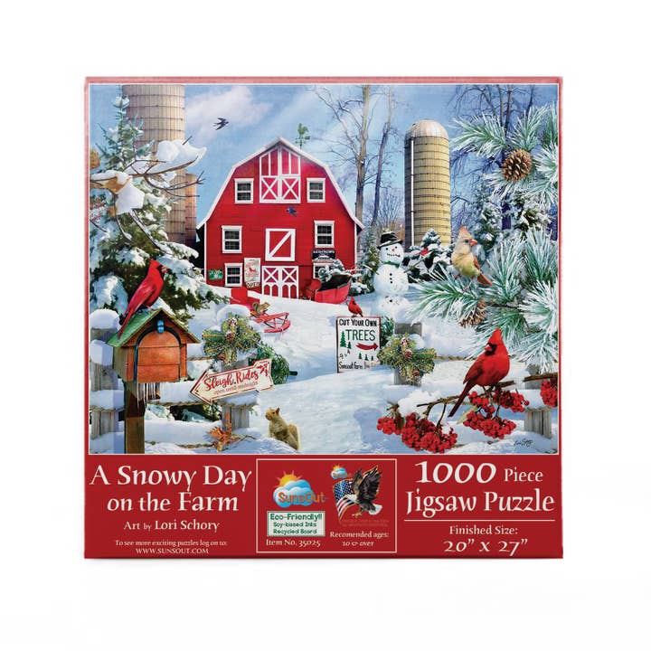 SunsOut - Wholesale Puzzle - Adult - 1382 A Snowy Day on the Farm 1000 pc Puzzle1