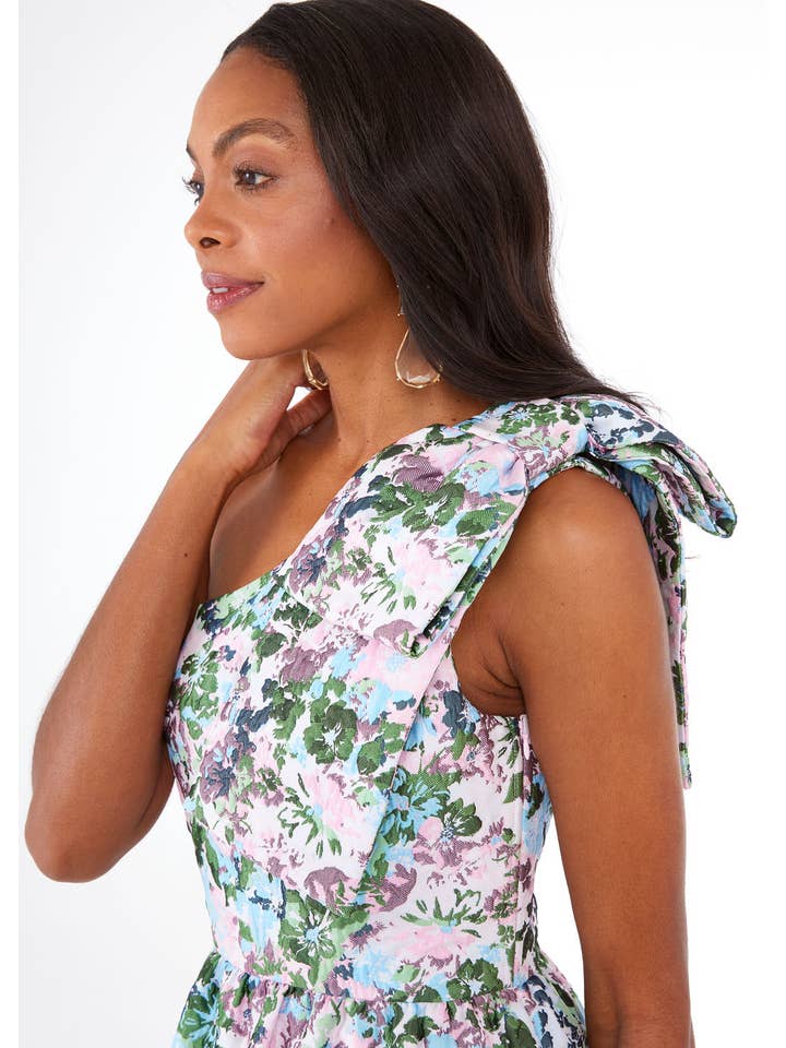 Abbey Glass - Vente Robe de soirée – femme - Robe Caroline Rose Abstrait Floral Jacquard3