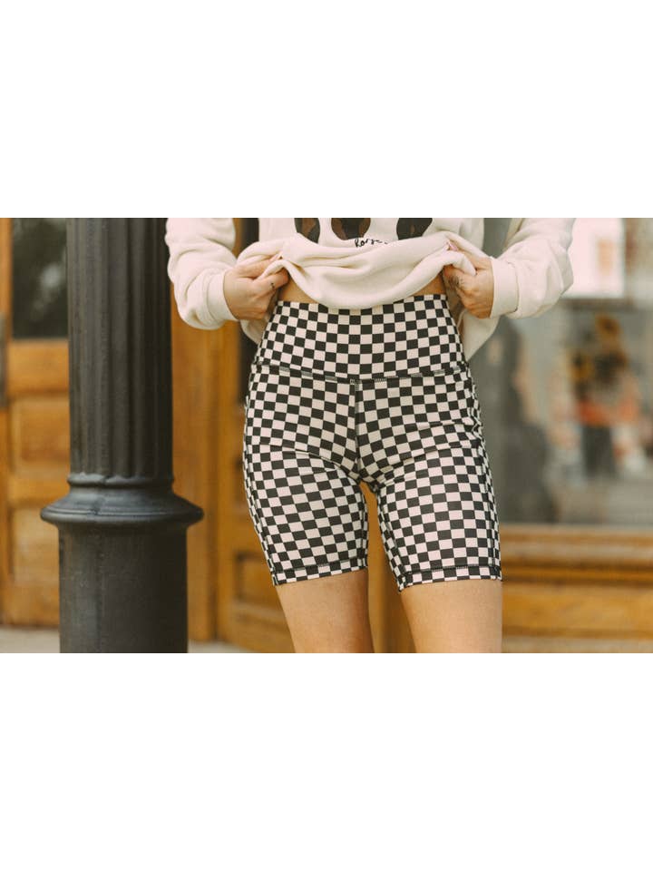 Rodeo Hippie - Wholesale Shorts - Women's - BLACK CHECKERED BIKER SHORTS7