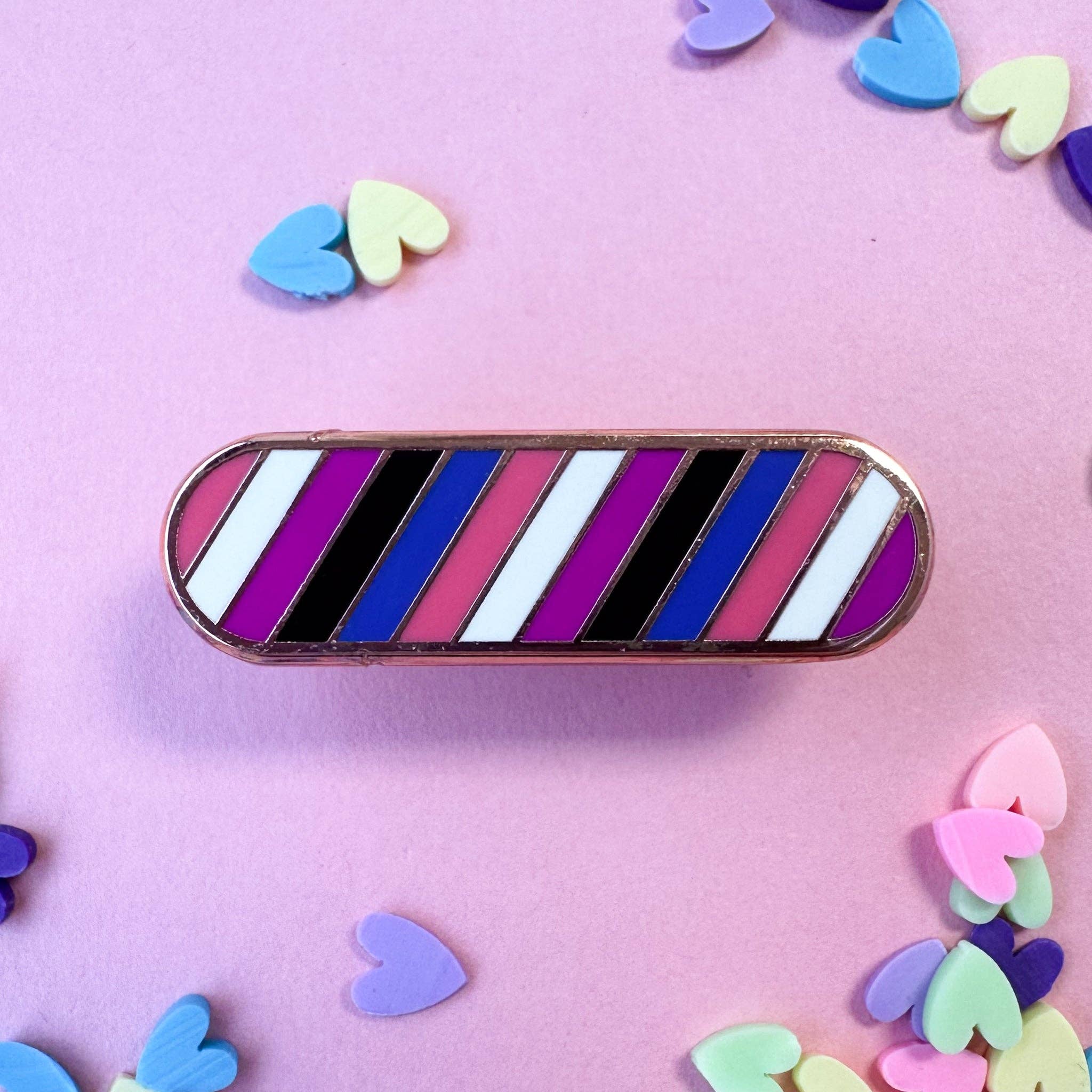 Kitty With A Cupcake - Wholesale Lapel Pin/Button - Gender Fluid Pride Plaque Enamel Pin1