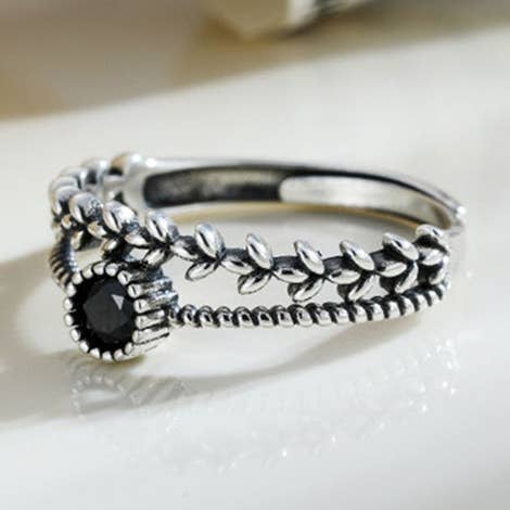 Anello a doppio strato con foglia vintage in argento sterling 925 per la vendita all'ingrosso da parte di Perimade & Co. LLC