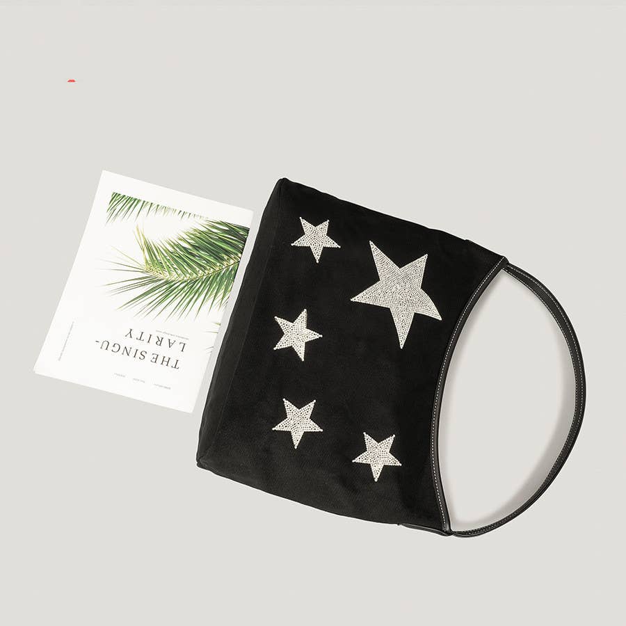 Noble Aurora - Wholesale Tote Bag - Women's - Retro Five-pointed Star Rhinestone Tote Bag For Women3