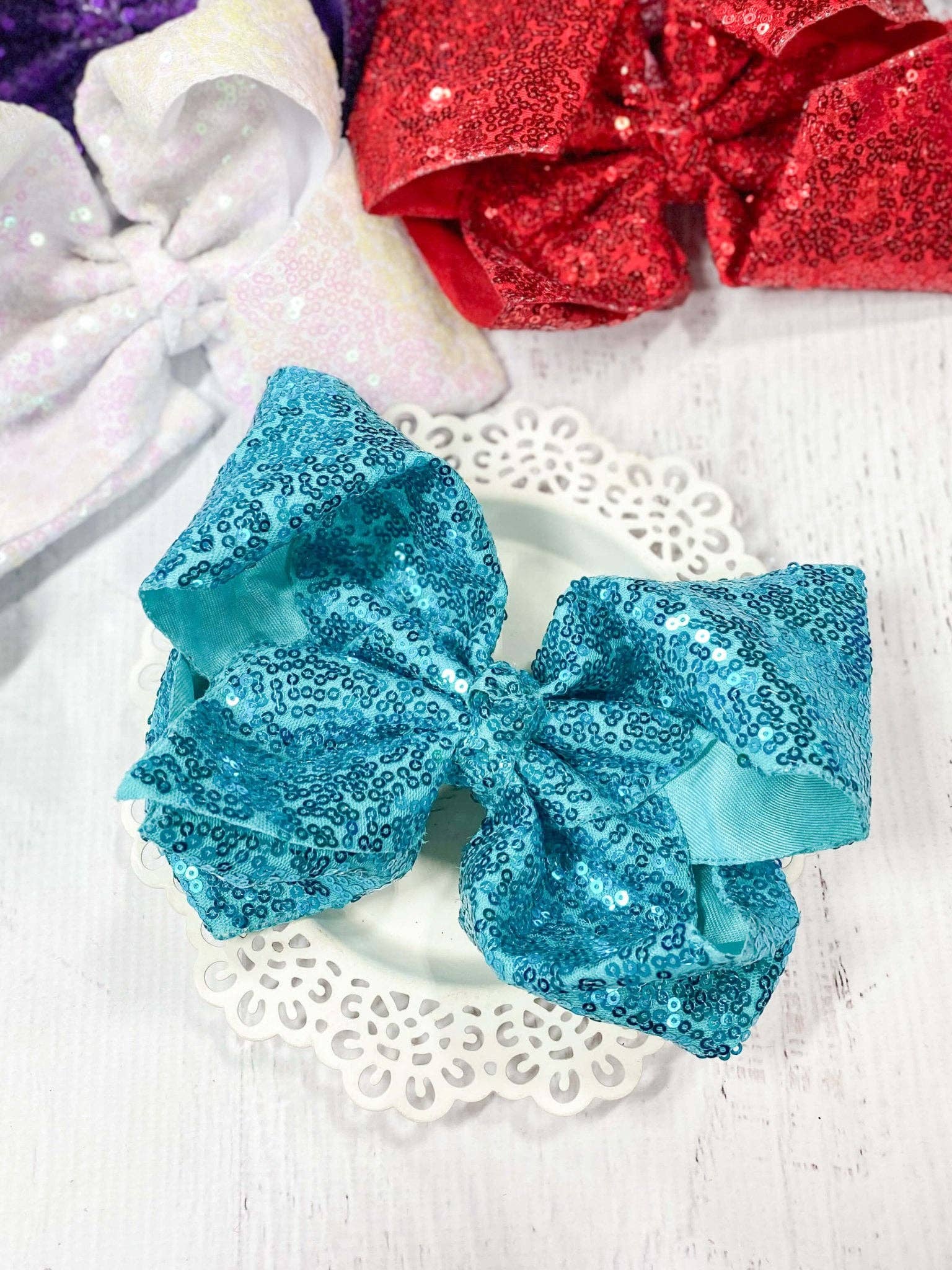 The Hair Bow Company - Wholesale Hair Bow - Kids - Sequin Texas Size Hair Bows - Alligator Clip - 6.5"12