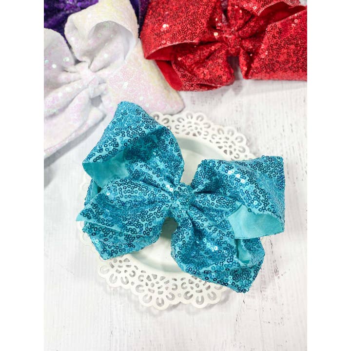 The Hair Bow Company - Wholesale Hair Bow - Kids - Sequin Texas Size Hair Bows - Alligator Clip - 6.5"12