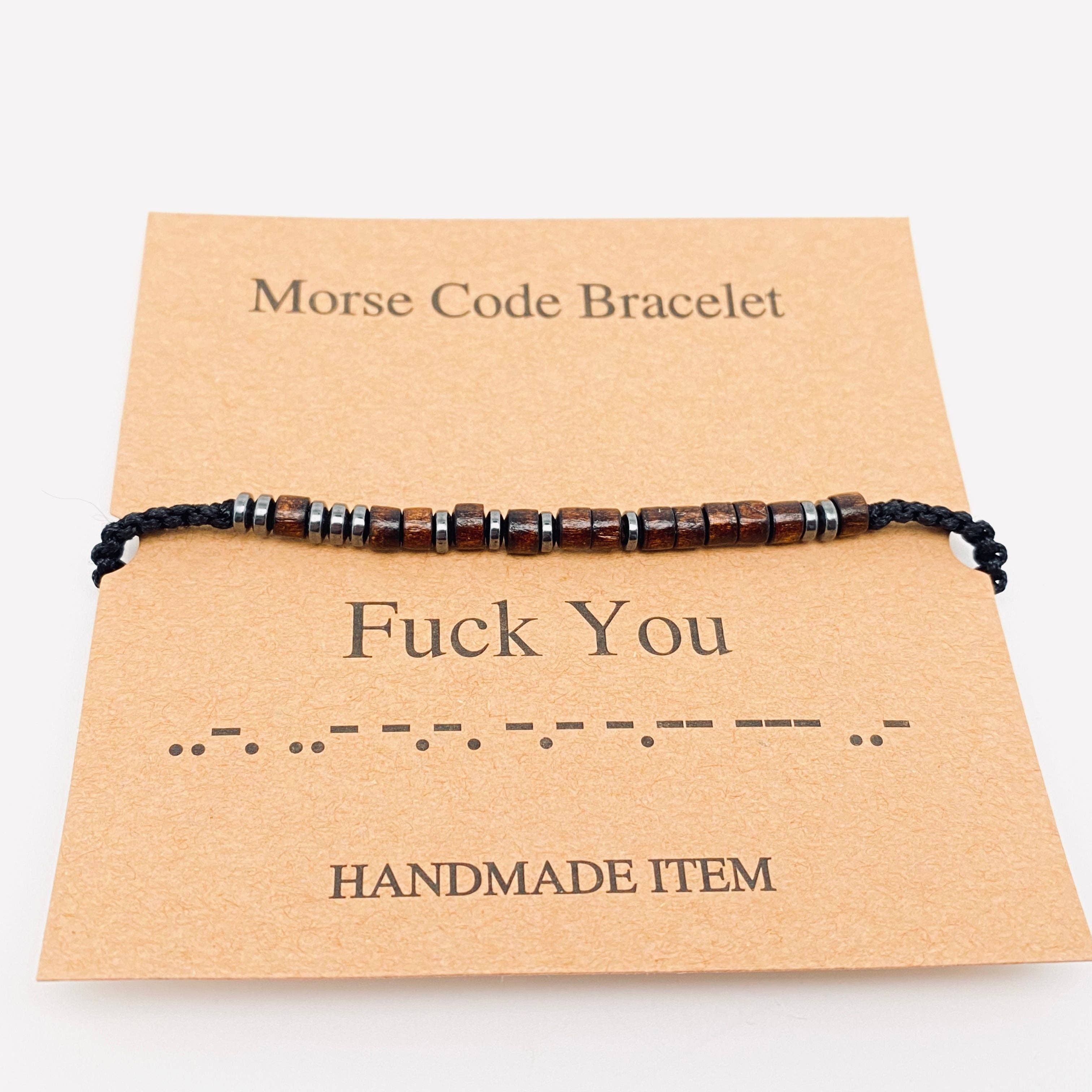 Mio Queena - Wholesale Woven/Braided Bracelet - Multi-style Hand-woven Wood Bead Morse Code Bracelet10