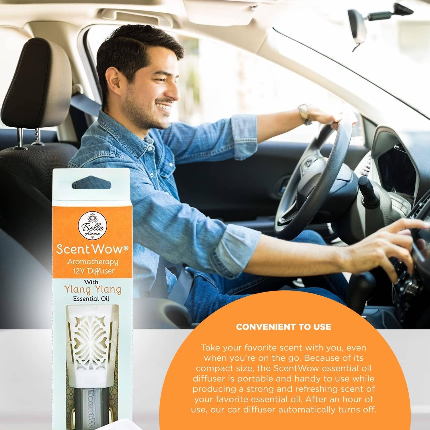 Belle Aroma® - Vente Désodorisant pour voiture – unisexe - Diffuseur ScentWow® 12 V - Huile essentielle d'ylang-Ylang blanche7